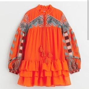 NWT H&M Iris x Apfel Orange Flounce Hemmed Tunic